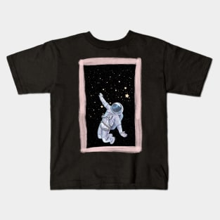 Floating astronaut Ufo alien abduction funny cute spaceship moon mars cosmic space Kids T-Shirt